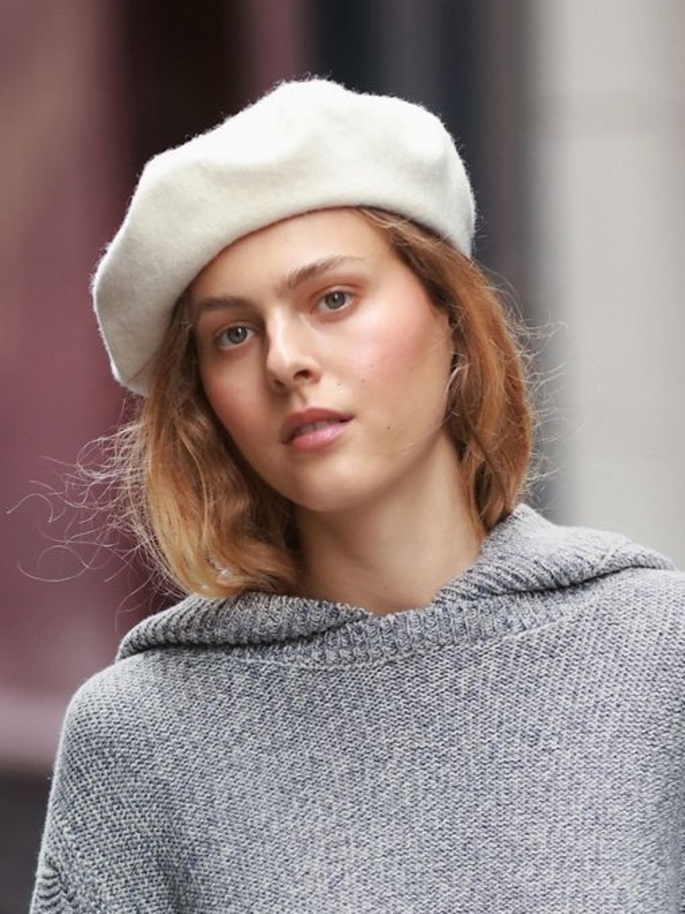 Free People Women’s Margot Slouchy Cream Beret Hat Winter Accessory Sz O/S